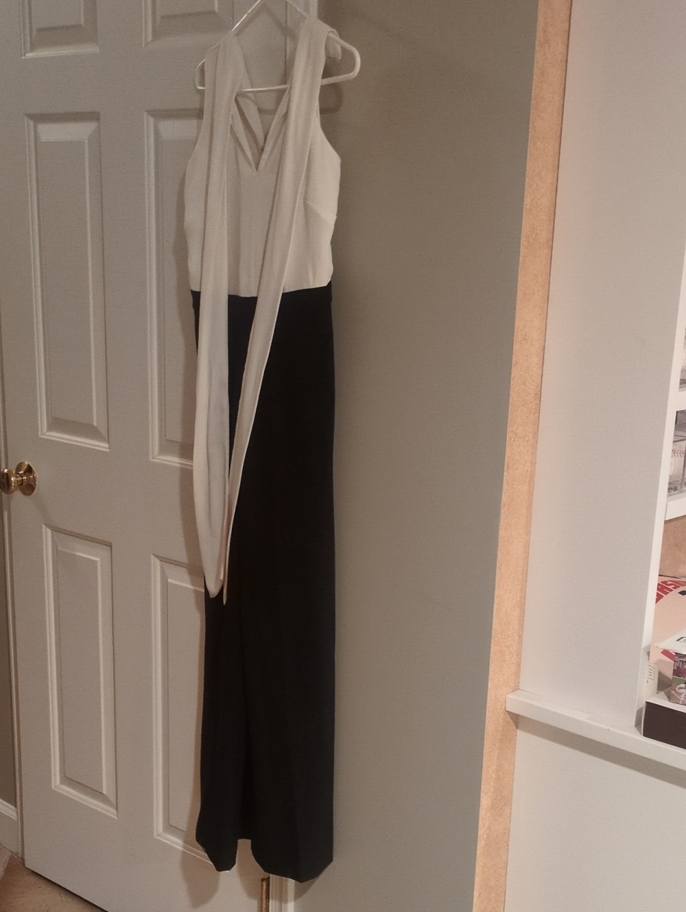 Ann Taylor Black and White Jumper with Long Scarf Detail